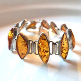 large amber bracelet in sterling silver