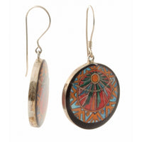 Hand Painted Round Earrings Inspired by Mucha