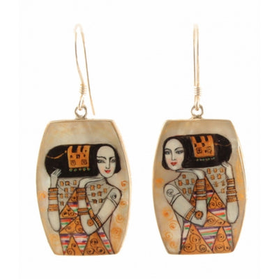Hand Painted Earrings Inspired by Expectation, Klimt