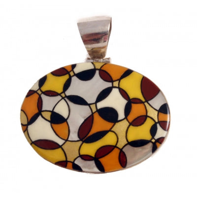 Hand Painted Pendant Geometric Design
