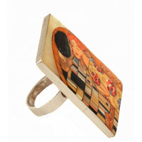 Hand Painted Sterling Silver Ring Inspired The Kiss by Klimt