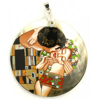 Hand Painted Pendant inspired by Kiss Klimt