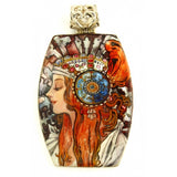 Hand Painted Silver Pendant Inspired by The Blonde Alphonse Mucha