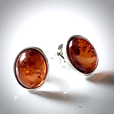 Honey amber with sterling silver small earrings