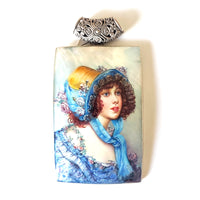 Pendant Lady in Hat Hand Painted Victorian Style Jewelry BuyRussianGifts Store