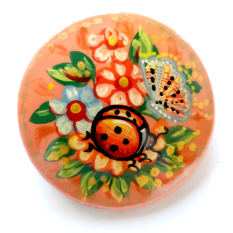 ladybug with butterfly Russian brooch
