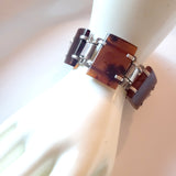 large square cognac amber bracelet with sterling silver