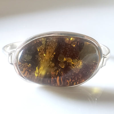 sterling silver with large green amber bracelet