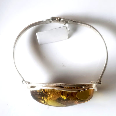 sterling silver with large green amber bracelet