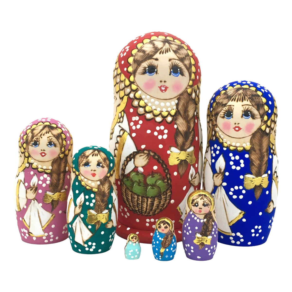 Authentic Russian Nesting Dolls. Large Matryoshka 7 Pieces Set