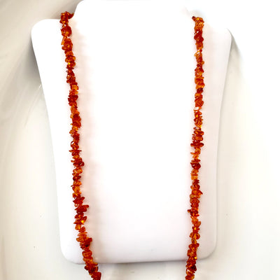 Long over the head amber beaded necklace