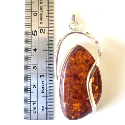 Large Modern cognac amber pendant 