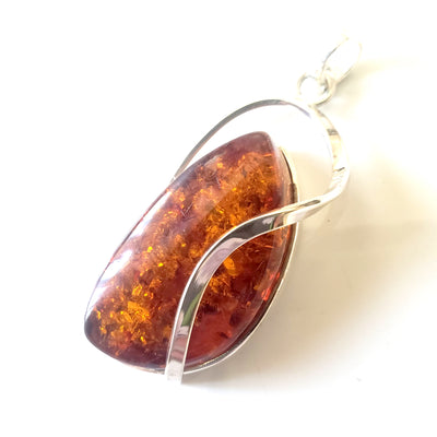 Modern cognac amber large pendant 