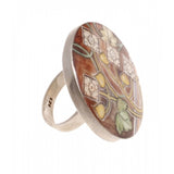 Mother Pearl Painted Ring Inspired by Mucha