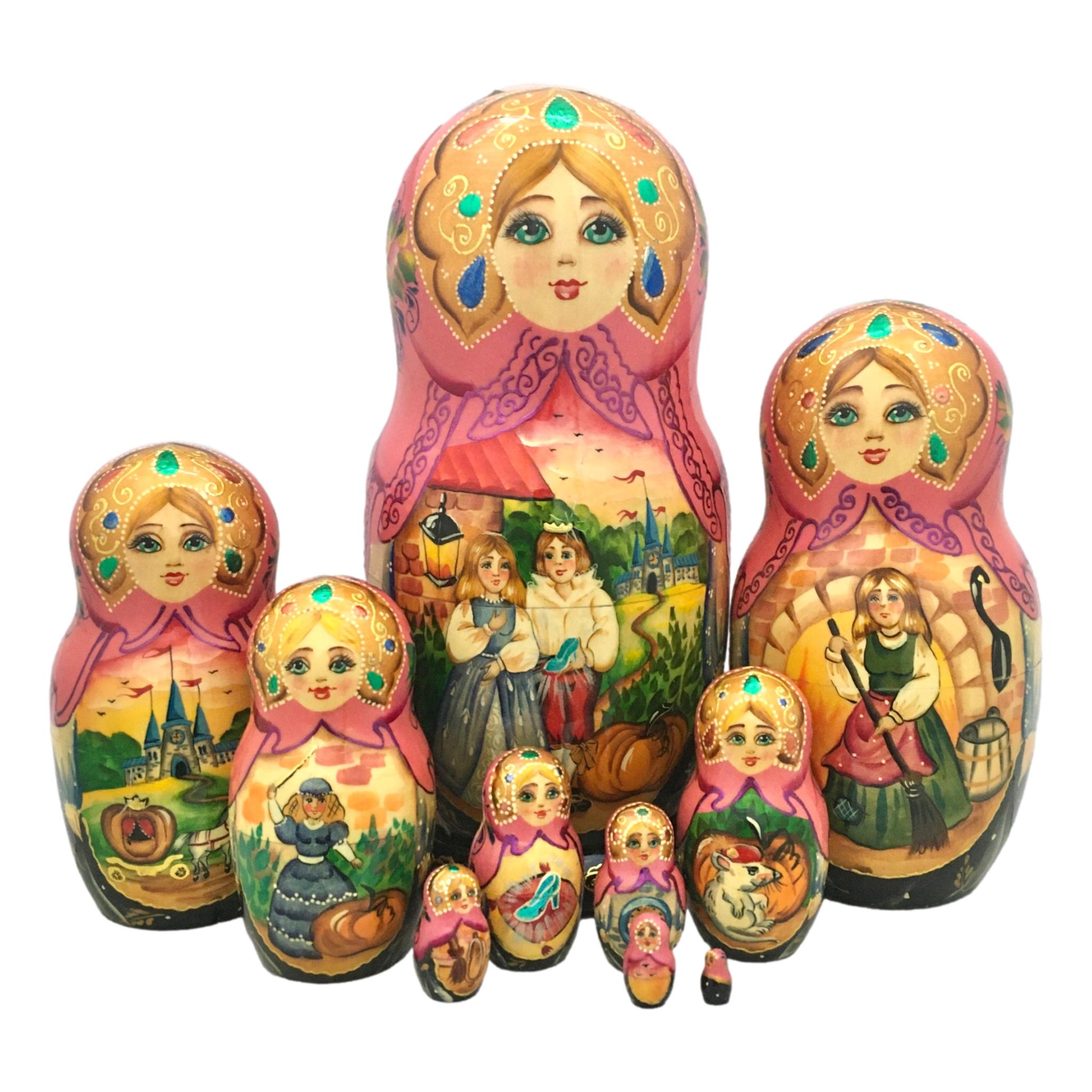Cinderella 10 Piece Nesting Dolls Russian Fairytale Storyteller for Kids
