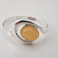 sterling silver yellow amber modern ring