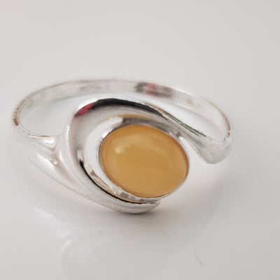 sterling silver yellow amber modern ring