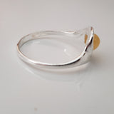 milky amber silver ring