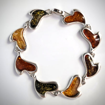 Large modern heart amber bracelet