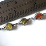 size of the link in multicolor amber in sterling silver link bracelet