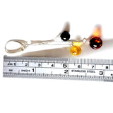 long sterling silver earrings with multicolor amber beads