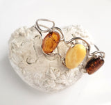 3 amber stones cuff silver bracelet