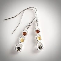 Multicolor amber silver light earrings