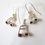 silver music note earrings pendant jewelry set 