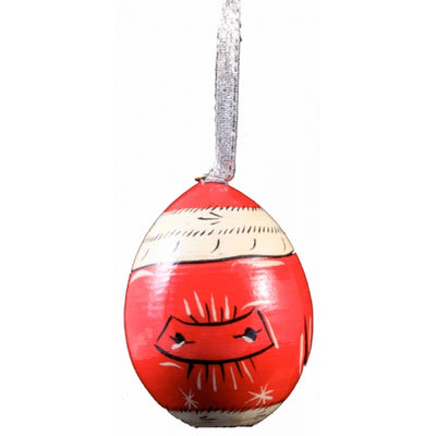 Santa Egg Shape Hand Carved Ornament