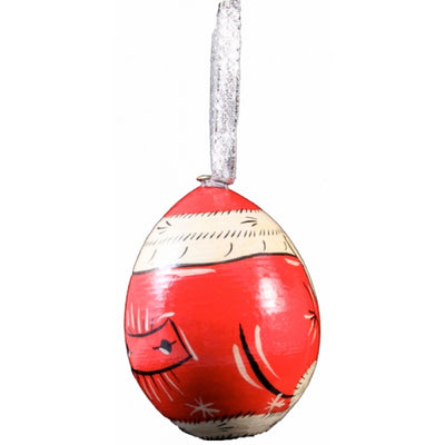 Santa Egg Shape Hand Carved Ornament