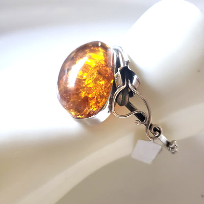 antique Oval Amber Silver Bracelet