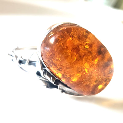 sterling silver with large amber bracelet