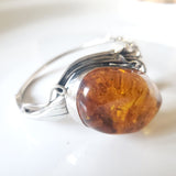 sterling silver with large amber bracelet