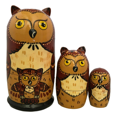 Set of owl Russian dolls