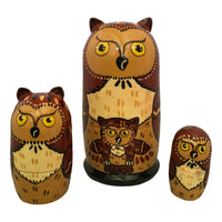 Brown owl nesting dolls