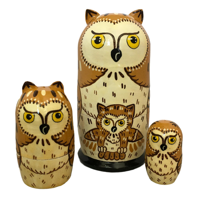 Buy matryoshka Brown Owls nesting dolls - Main Image
