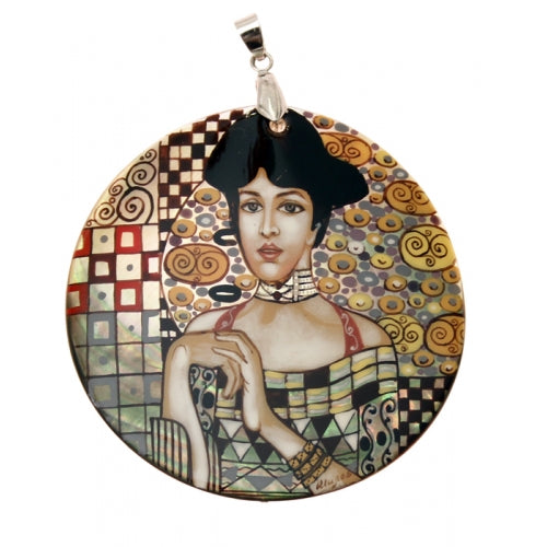 Hand Painted Pendant Inspired by Adele Klimt