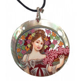 Hand painted Pendant inspired by Moet & Chandon White Star, Alphonse Mucha