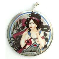 Hand-painted Pendant inspired by Music from Art Series Mucha