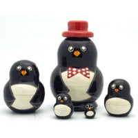 Happy Penguin in Red Hat Nesting Doll Set