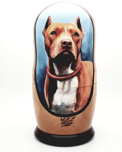 Red Nose Pitbull Nesting Doll Set 7"Tall