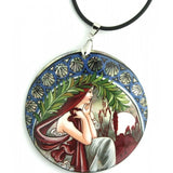 Hand Painted Pendant inspired by Poetry from Art Series Mucha