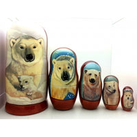 Polar Bear Nesting Doll Set 7" Tall