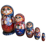 Red Cat with Kitten Nesting Dolls from Russia BuyRussianGifts Store