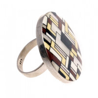 Hand Painted Sterling Silver Ring Inspired by Klimt