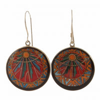 Hand Painted Round Earrings Inspired by Mucha