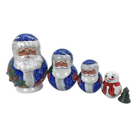 Chubby Santa in Blue Coat Nesting Dolls BuyRussianGifts Store