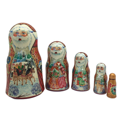 Authentic Russian winter nesting dolls