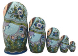 One of the Kind Russian Matryoshka Bluebells Wild Flowers Set of 5 BuyRussianGifts