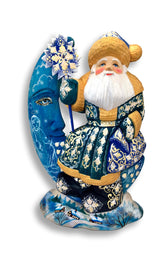 Russian authentic Santa on moon with angel